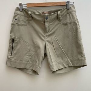 prAna Womens Size 2 Hiking Outdoor Shorts Tan Zip Pocket